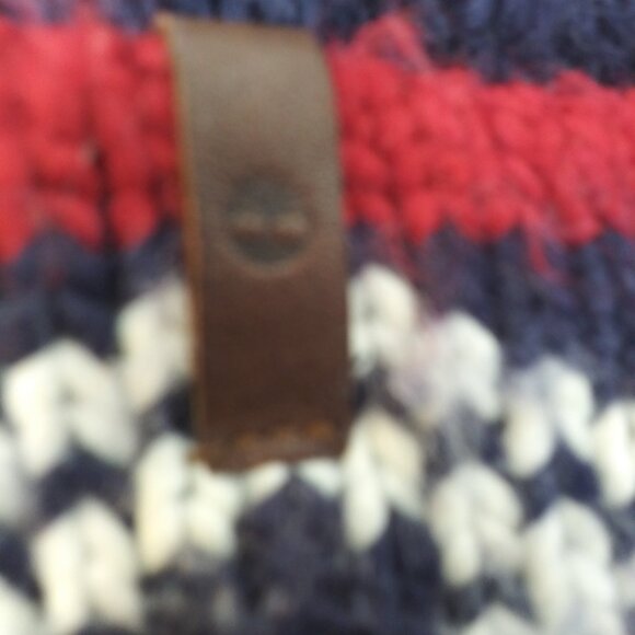 Timberland Unisex Beanie Wool Blend Maroon Blue White With Pom One Size GUC - Picture 3 of 3